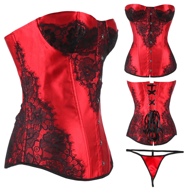 Women Corset Floral Printed Gray Red Purple Green Corset Shapewear Waist Bustier Cincher Top Underwear Corselet