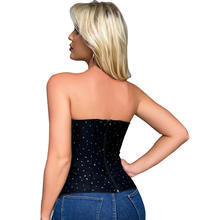 Sexy Push Up Women's Fashion Plus Size Corset Overbust Bustier Zipper Costume Rhinestone Corselet Grosets
