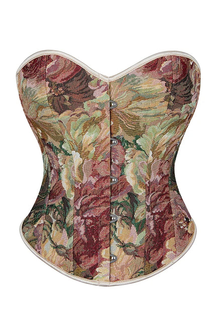 Front 5-busk closure denim jeans fabric strapless renaissance corset women plain lace-up corset top green
