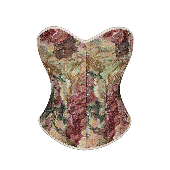 Front 5-busk closure denim jeans fabric strapless renaissance corset women plain lace-up corset top green