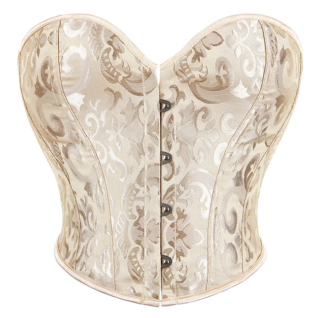 Short Style Overbust Corset Vintage Jacquard Waist Trainer Bustier Top