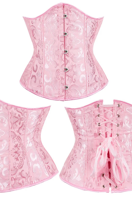 Burlesque Underbust Corset White Black Red Blue Pink Apricot Green Brown Floral Waist Bustier Bauques Plus Size Corselet
