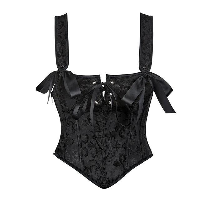 Black Corset Bar Bustier Tank Top Camisole Waist Cincher Summer Shaper Costume