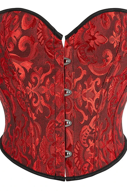 4 Busk Short Torso Overbust Corset Women Floral Jacquard Waist Bustier Crop Top Plus Size