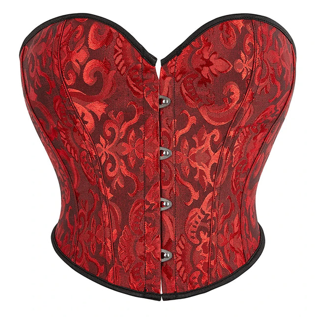 4 Busk Short Torso Overbust Corset Women Floral Jacquard Waist Bustier Crop Top Plus Size