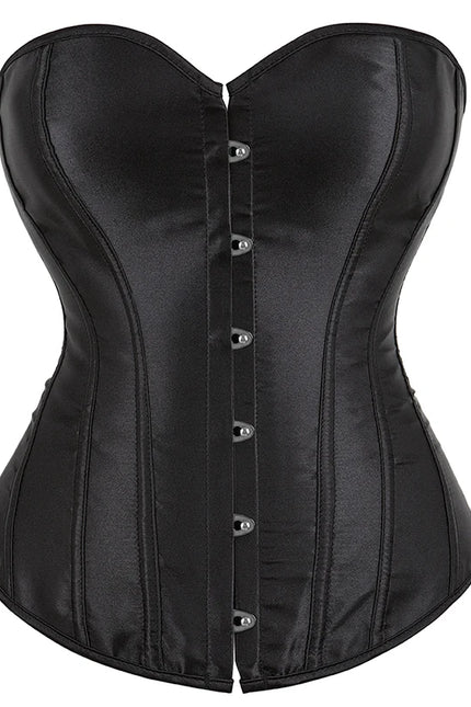 Overbust Corset Satin Black White Purple Red Blue Brown Pink Waist Bustier Top Lace-up Corset Body Shaper