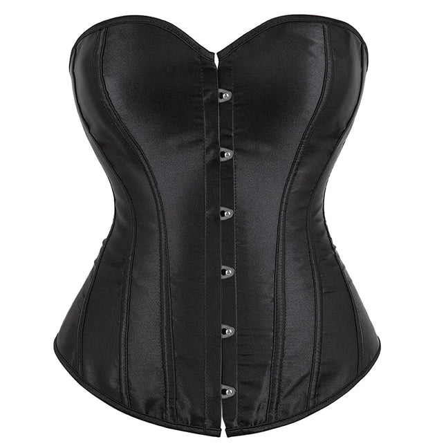 Overbust Corset Satin Black White Purple Red Blue Brown Pink Waist Bustier Top Lace-up Corset Body Shaper