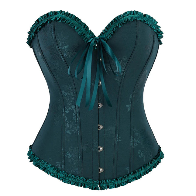 Navy Blue Black Red White Women Lace Gorset Bodycon Lingerie Printed Lace Boned Victorian Corset Tops