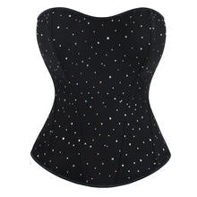 Sexy Push Up Women's Fashion Plus Size Corset Overbust Bustier Zipper Costume Rhinestone Corselet Grosets