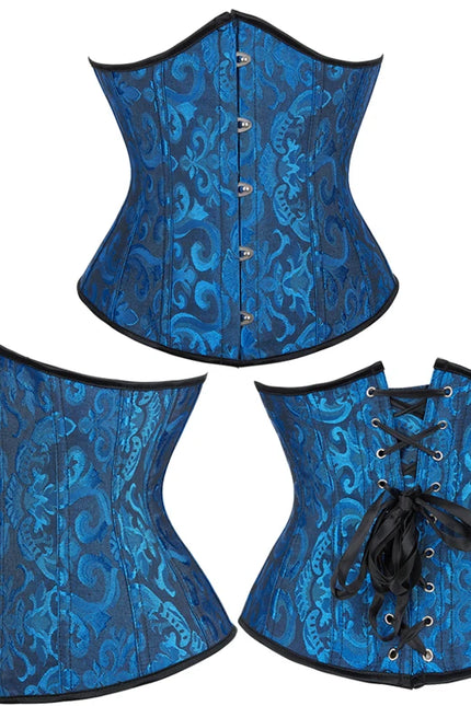Burlesque Underbust Corset White Black Red Blue Pink Apricot Green Brown Floral Waist Bustier Bauques Plus Size Corselet