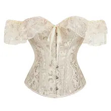 Fashion Stylish Corset Tops Women Off Shoulder Strapless Lace-up Buckle Bustier Corset Lady Lace Sexy Tank Crop Top White Black
