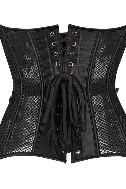 Women Hollow Out Mesh Overbust Corset Waist Training Floral Basques Bustier Top Shaper