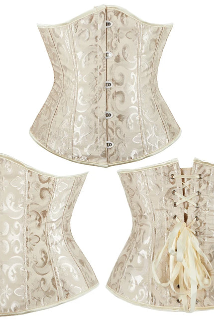 Burlesque Underbust Corset White Black Red Blue Pink Apricot Green Brown Floral Waist Bustier Bauques Plus Size Corselet