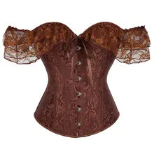 Fashion Stylish Corset Tops Women Off Shoulder Strapless Lace-up Buckle Bustier Corset Lady Lace Sexy Tank Crop Top White Black