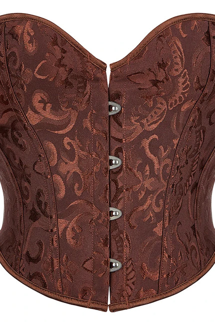 4 Busk Short Torso Overbust Corset Women Floral Jacquard Waist Bustier Crop Top Plus Size