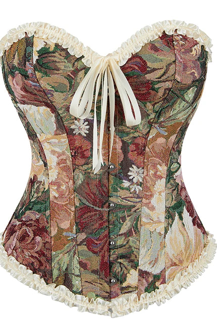 Pleated Lace Up Overbust Retro Women's Clothing Renaissance Corset Bustier Corset