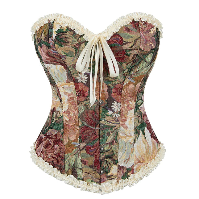 Pleated Lace Up Overbust Retro Women's Clothing Renaissance Corset Bustier Corset
