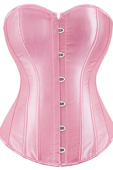 Overbust Corset Satin Black White Purple Red Blue Brown Pink Waist Bustier Top Lace-up Corset Body Shaper