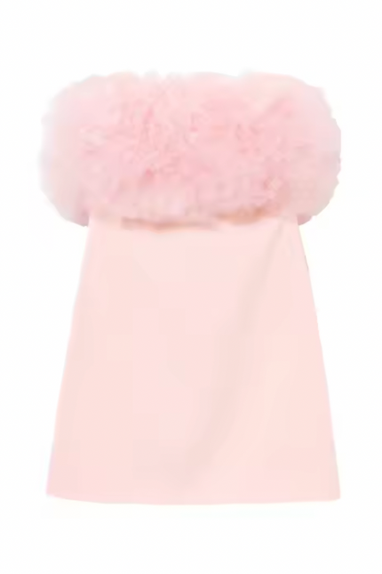 Strapless pink Color Mini Dress