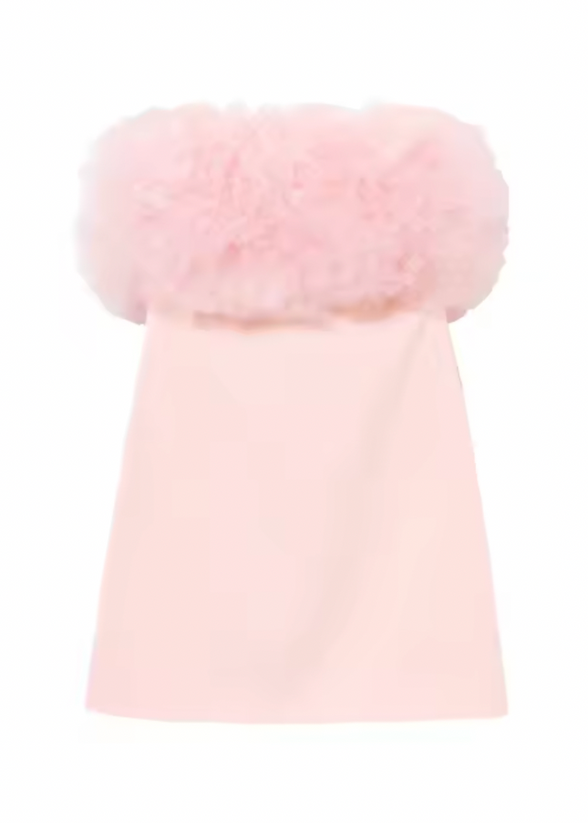 Strapless pink Color Mini Dress