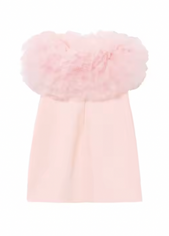 Strapless pink Color Mini Dress