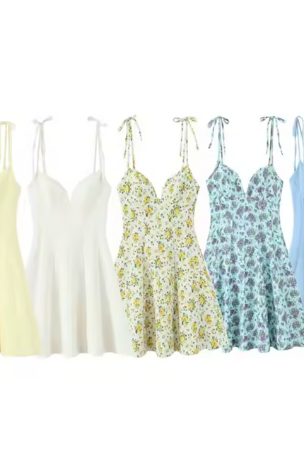 Spaghetti Strap Back Hollow Summer Mini Dress