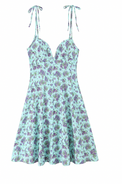 Spaghetti Strap Back Hollow Summer Mini Dress