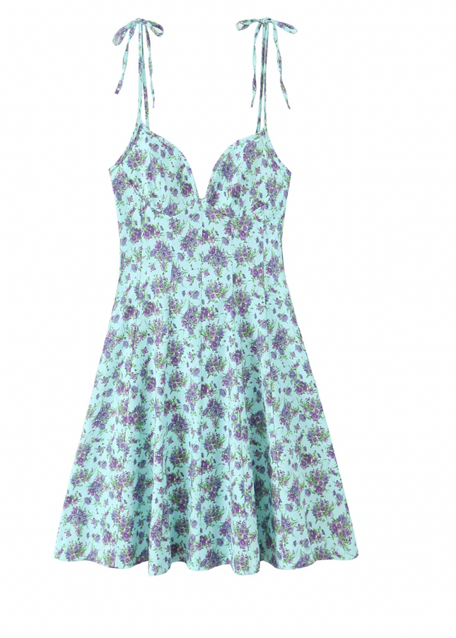 Spaghetti Strap Back Hollow Summer Mini Dress