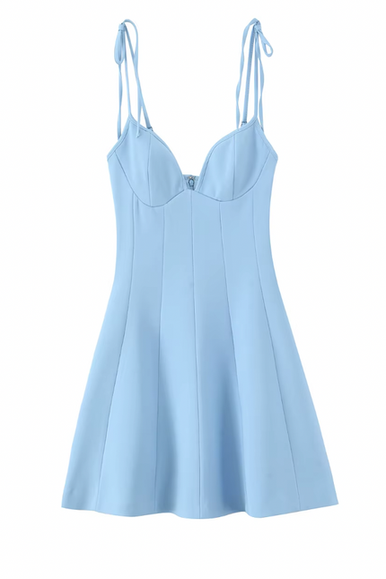 Spaghetti Strap Back Hollow Summer Mini Dress