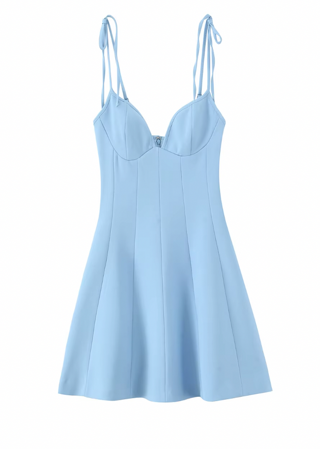 Spaghetti Strap Back Hollow Summer Mini Dress