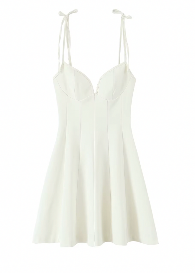 Spaghetti Strap Back Hollow Summer Mini Dress