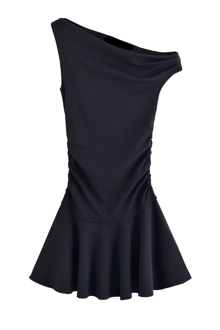 Asymmetrical Design Sleeveless Casual  Mini Dress