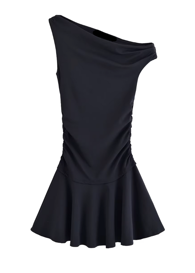 Asymmetrical Design Sleeveless Casual  Mini Dress