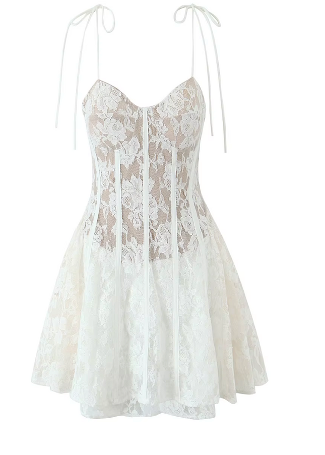 Floral Lace Spaghetti Strap Dress