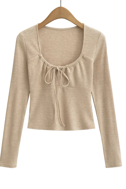 Long Sleeve Knitted Casual T- Shirt