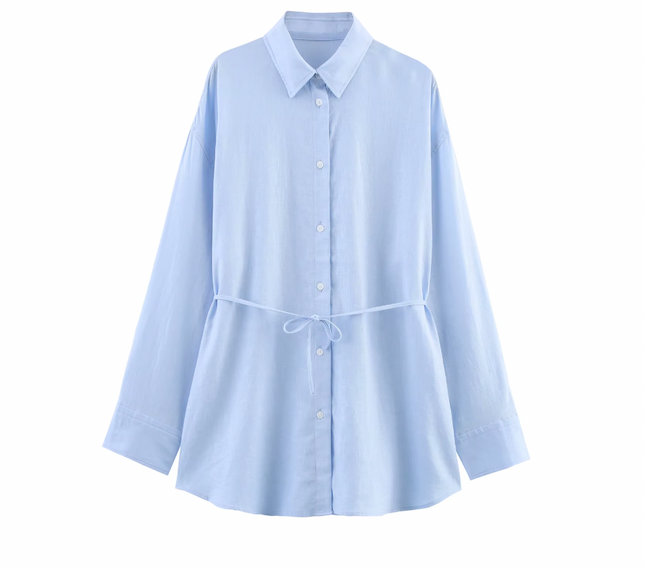 Long Sleeve Turn Down Collar Shirt for Women