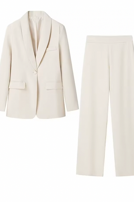 Single Button Long Sleeve Blazer 2 Piece Set