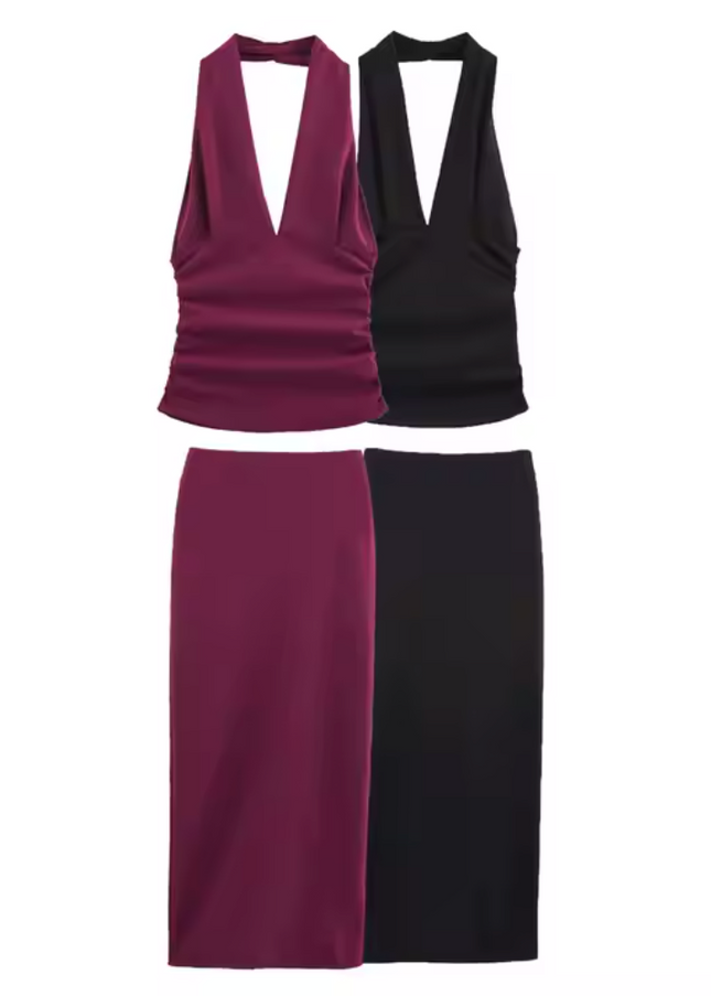 Sleeveless Casual Halter tank Tops Set