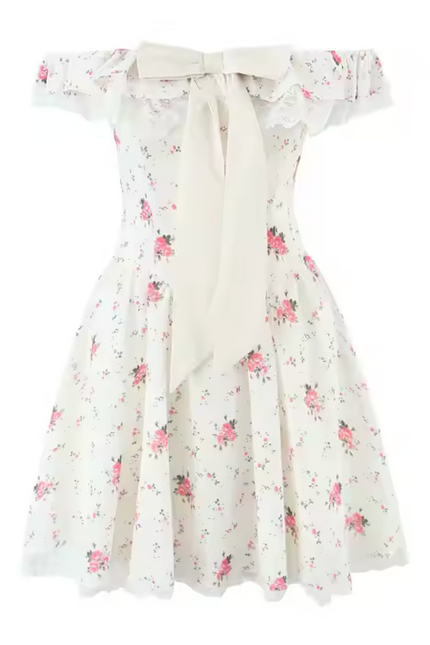 Front Bow Tie Floral Mini Dress