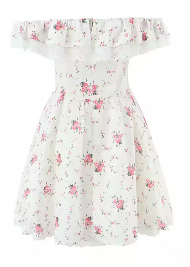 Front Bow Tie Floral Mini Dress