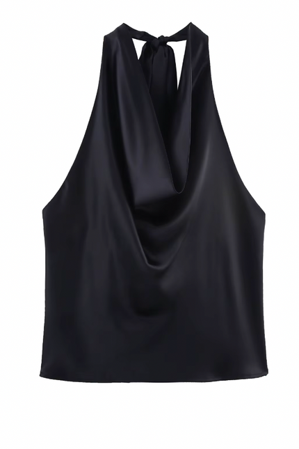 Black white Halter tank Top