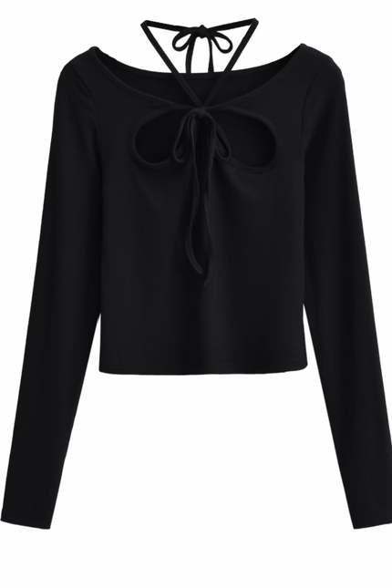Long Sleeve Crew Neck Knitted T-Shirt