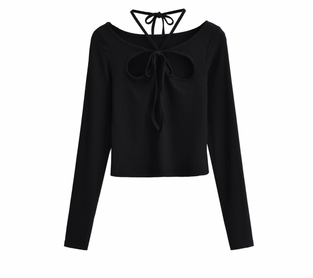 Long Sleeve Crew Neck Knitted T-Shirt