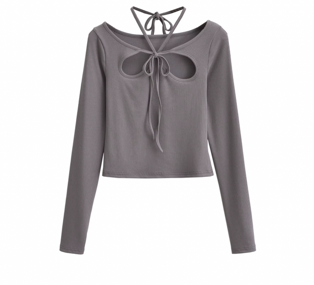 Long Sleeve Crew Neck Knitted T-Shirt