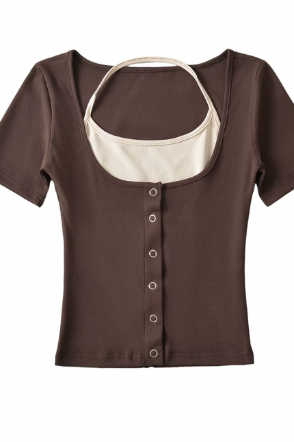 Short Sleeve Buttons up T-Shirt