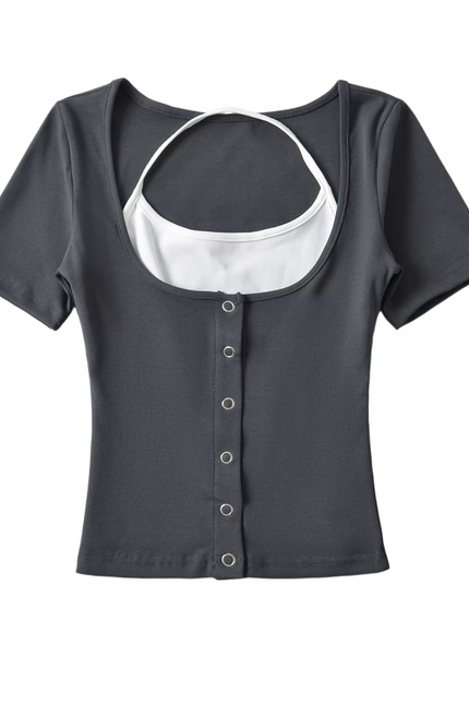 Short Sleeve Buttons up T-Shirt