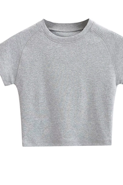 Crew Neck Solid Short Sleeve T-shirt