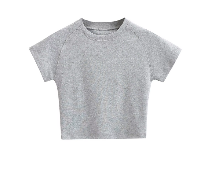Crew Neck Solid Short Sleeve T-shirt