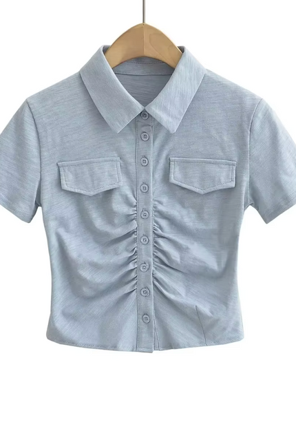 Short Sleeve Turn Down Collar T-shirt