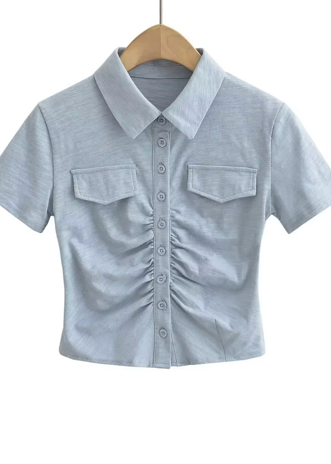 Short Sleeve Turn Down Collar T-shirt